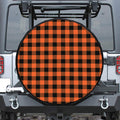 Pumpkin Orange Buffalo Check Print Tire Cover