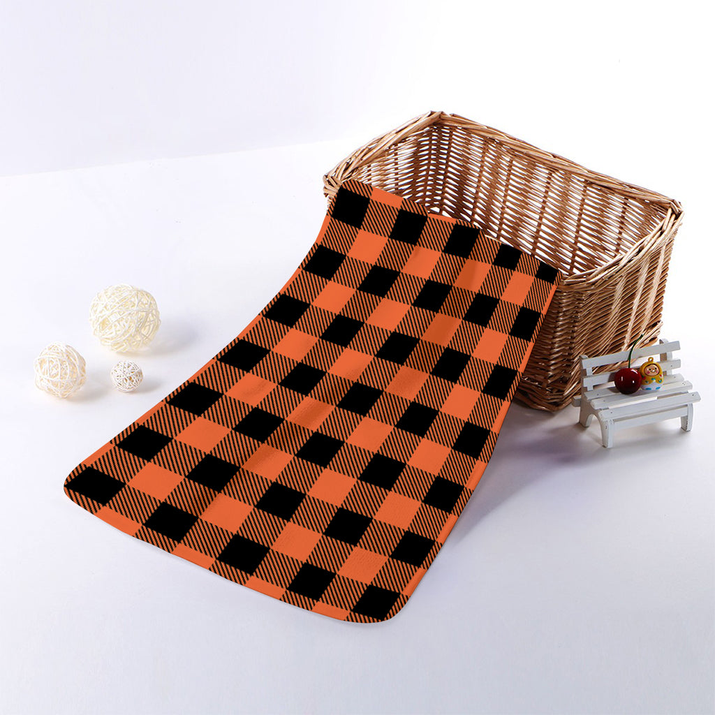 Pumpkin Orange Buffalo Check Print Towel