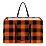 Pumpkin Orange Buffalo Check Print Utility Tote Bag