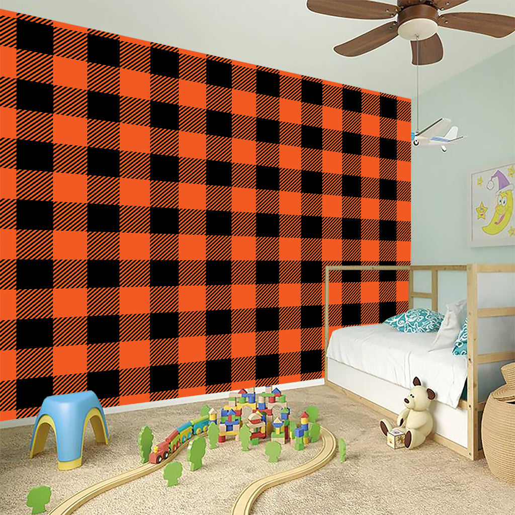Pumpkin Orange Buffalo Check Print Wall Sticker