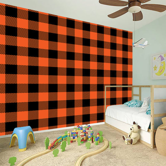 Pumpkin Orange Buffalo Check Print Wall Sticker