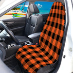 Pumpkin Orange Buffalo Check Print Waterproof Car Seat Cover