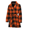 Pumpkin Orange Buffalo Check Print Women's Bathrobe