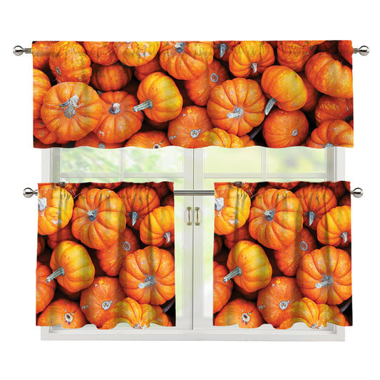 Pumpkin Print 3 Piece Kitchen Curtains