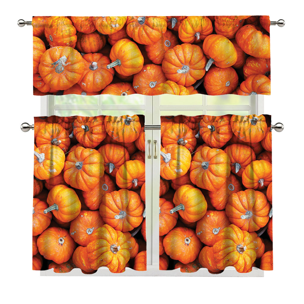 Pumpkin Print 3 Piece Kitchen Curtains