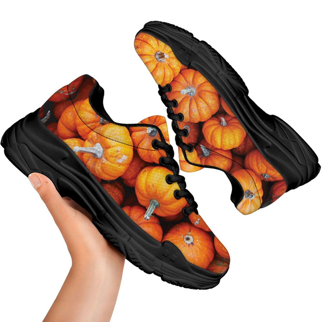 Pumpkin Print Black Chunky Shoes