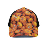 Pumpkin Print Black Mesh Trucker Cap