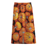 Pumpkin Print Cotton Front Slit Maxi Skirt