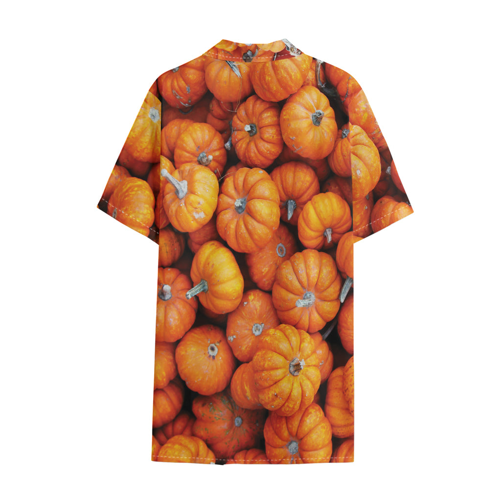 Pumpkin Print Cotton Hawaiian Shirt