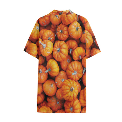 Pumpkin Print Cotton Hawaiian Shirt