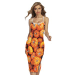 Pumpkin Print Cross Back Cami Dress