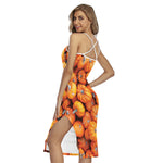 Pumpkin Print Cross Back Cami Dress