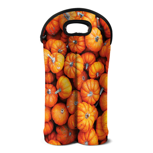 Pumpkin Print Double Neoprene Wine Tote