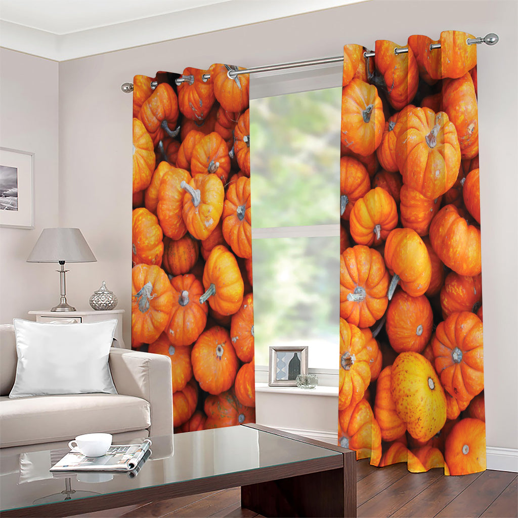 Pumpkin Print Extra Wide Grommet Curtains