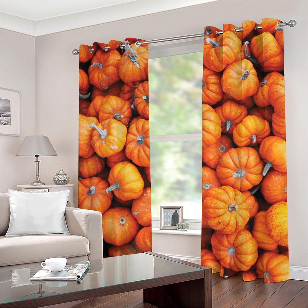 Pumpkin Print Grommet Curtains