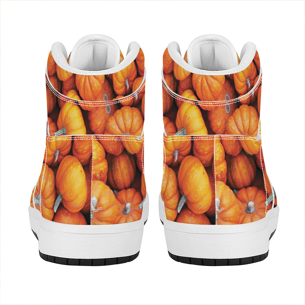 Pumpkin Print High Top Leather Sneakers