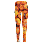 Pumpkin Print High-Waisted Pocket Leggings