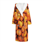 Pumpkin Print Hooded Bathrobe