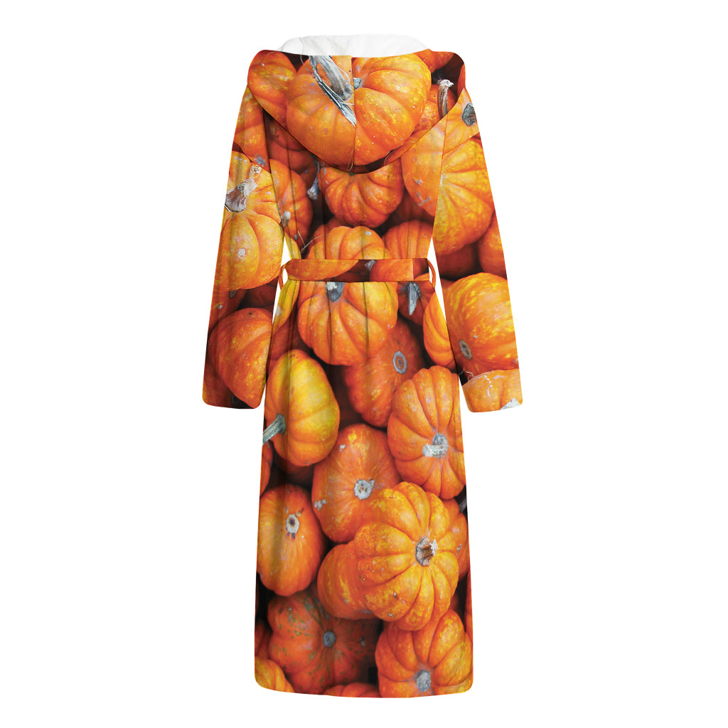 Pumpkin Print Hooded Bathrobe