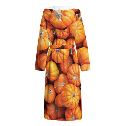 Pumpkin Print Hooded Bathrobe
