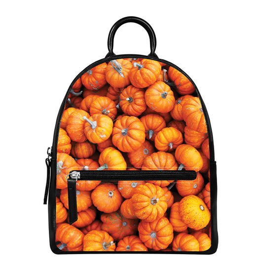 Pumpkin Print Leather Backpack