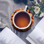 Pumpkin Print Leather Coaster Set