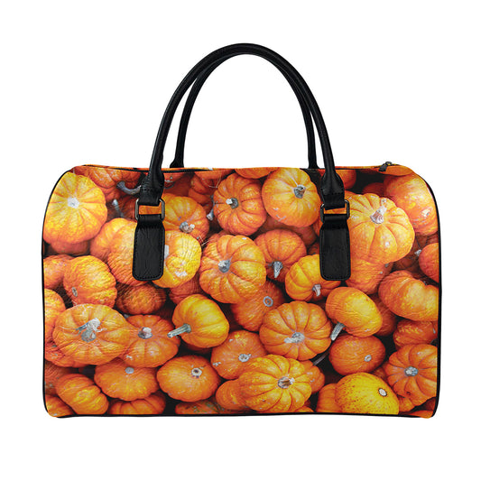 Pumpkin Print Leather Duffle Bag