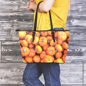 Pumpkin Print Leather Tote Bag