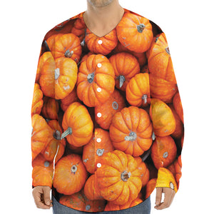 Pumpkin Print Long Sleeve Baseball Jersey