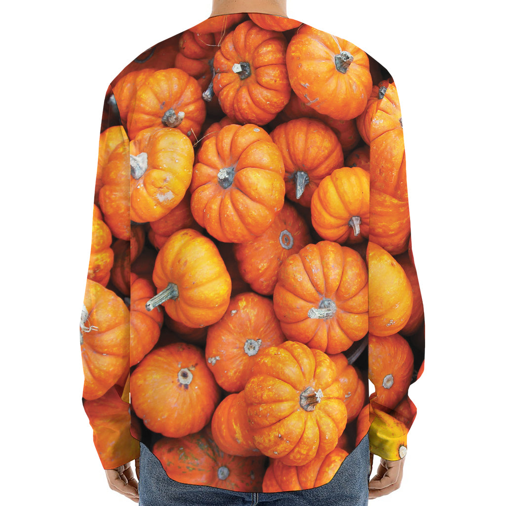 Pumpkin Print Long Sleeve Baseball Jersey