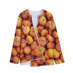 Pumpkin Print Long Sleeve Short Coat