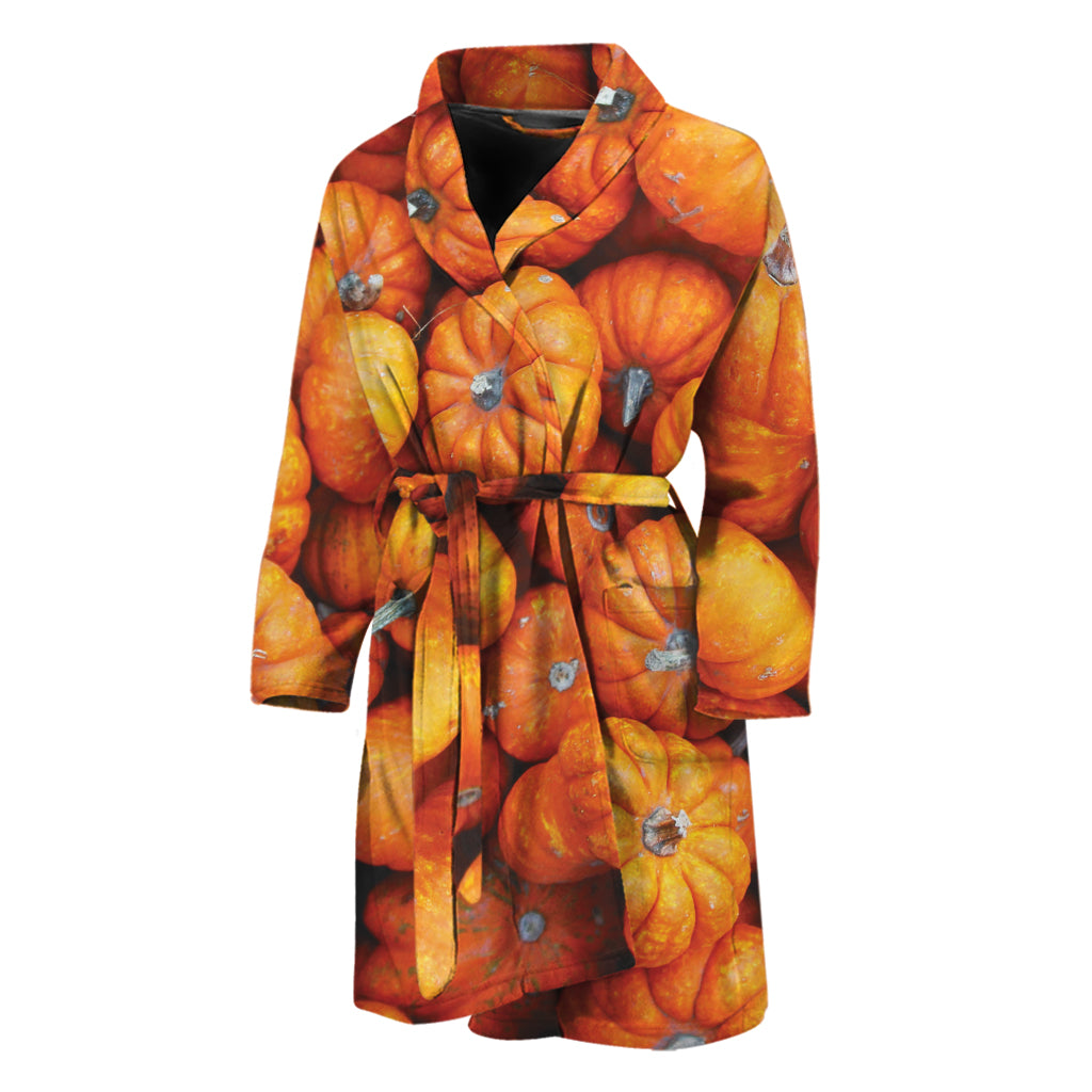 Pumpkin Print Men's Bathrobe