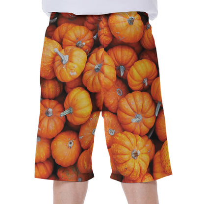 Pumpkin Print Men's Beach Shorts