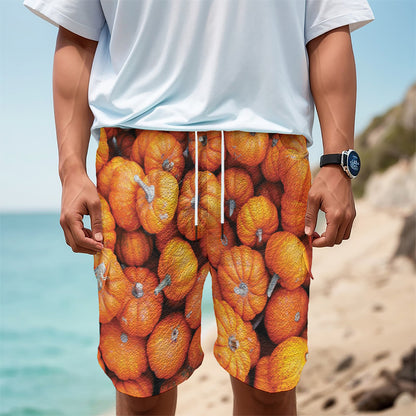 Pumpkin Print Men's Cargo Shorts
