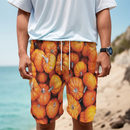 Pumpkin Print Men's Cargo Shorts