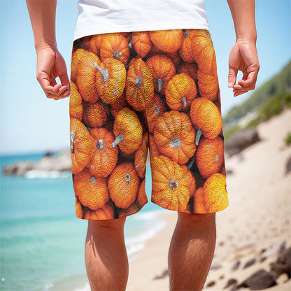 Pumpkin Print Men's Cargo Shorts