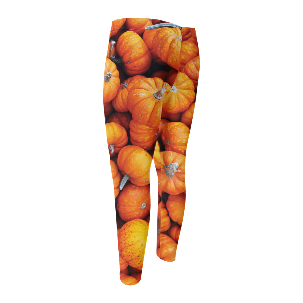 Pumpkin Print Men's Compression Pants