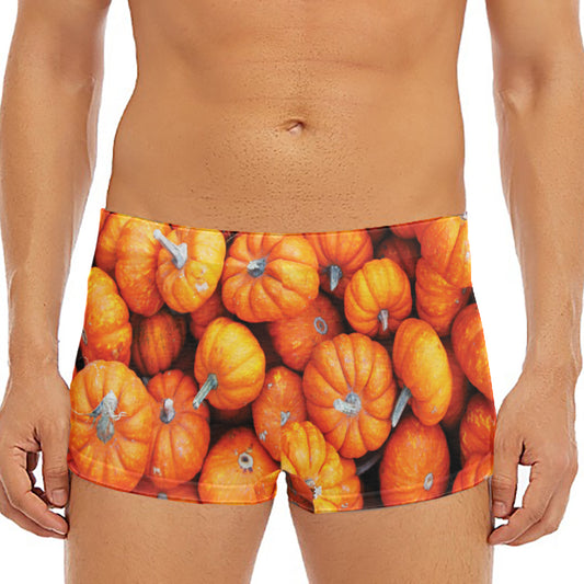 Pumpkin Print Men's Short Boxer Briefs