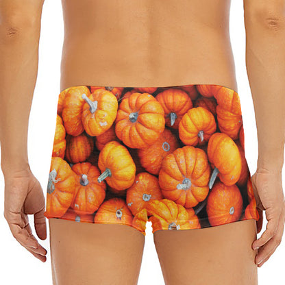 Pumpkin Print Men's Short Boxer Briefs