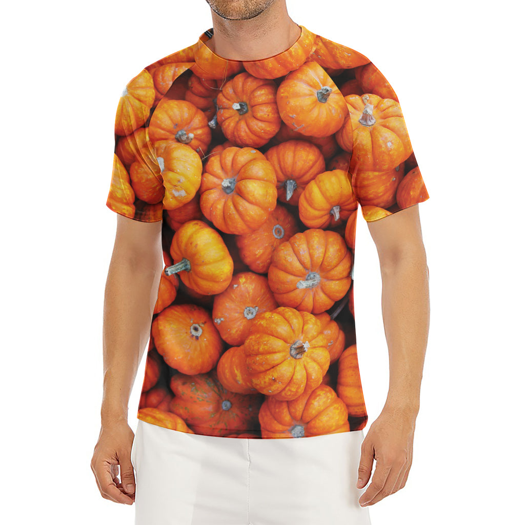 Pumpkin Print Men's Short Sleeve Rash Guard