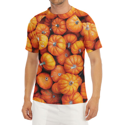 Pumpkin Print Men's Short Sleeve Rash Guard
