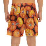 Pumpkin Print Men's Split Running Shorts