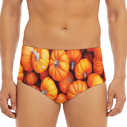 Pumpkin Print Men's Triangle Swim Briefs