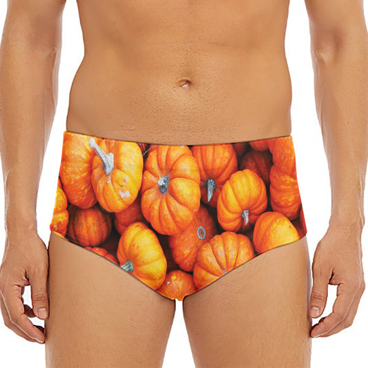 Pumpkin Print Men's Triangle Swim Briefs