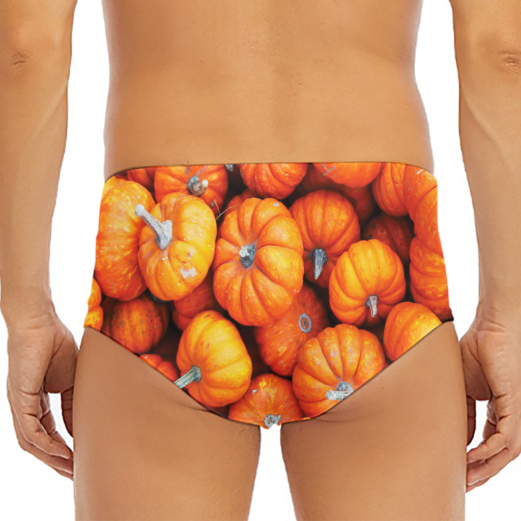 Pumpkin Print Men's Triangle Swim Briefs