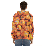 Pumpkin Print Men's Velvet Pullover Hoodie