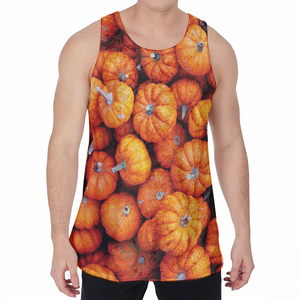 Pumpkin Print Men's Velvet Tank Top