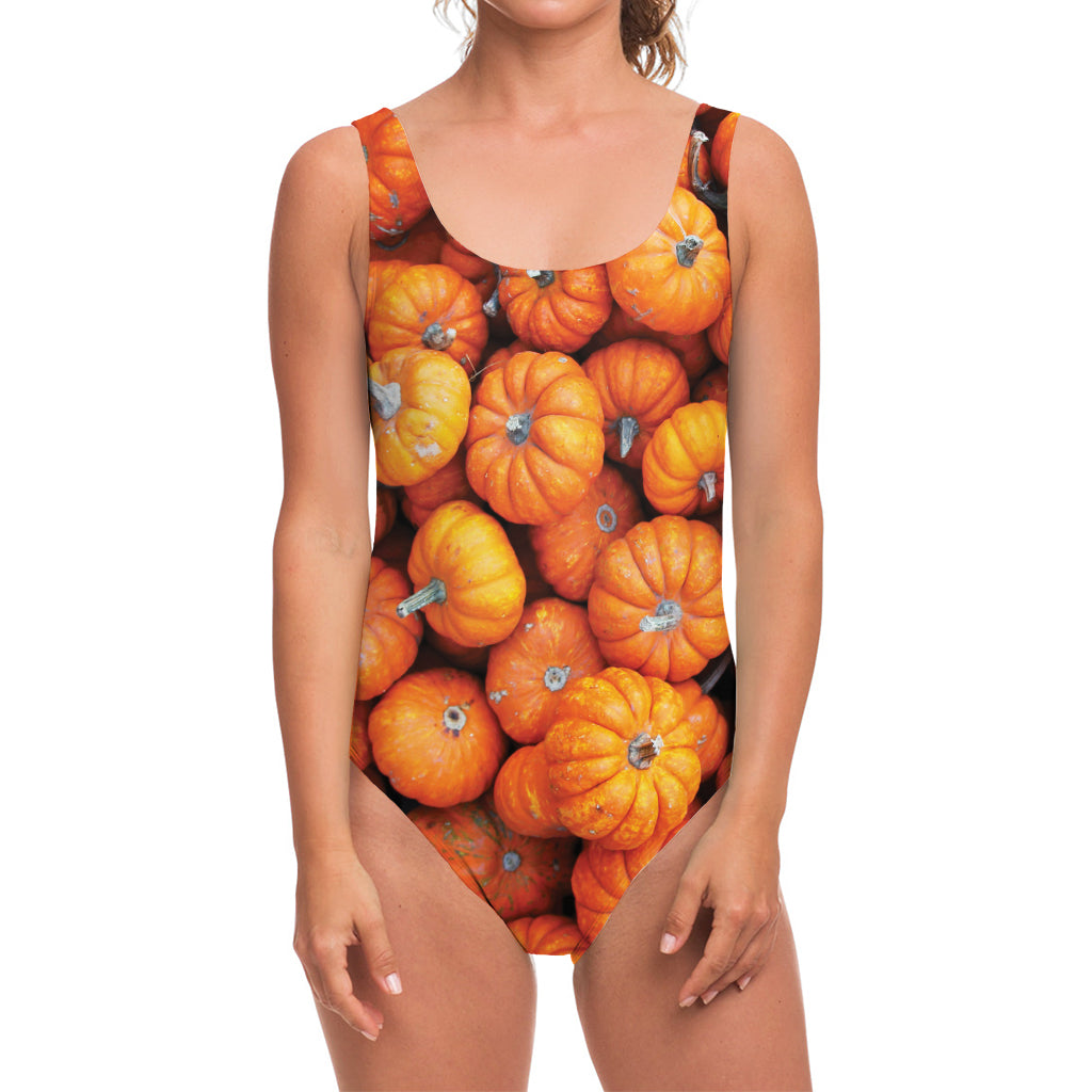 Pumpkin Print One Piece Swimsuit