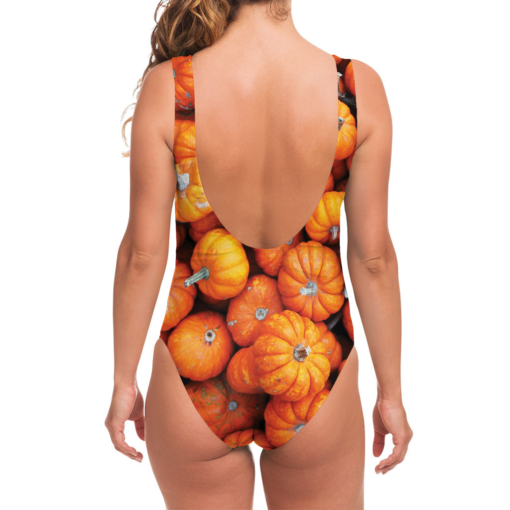 Pumpkin Print One Piece Swimsuit