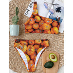 Pumpkin Print One Shoulder Bikini Top